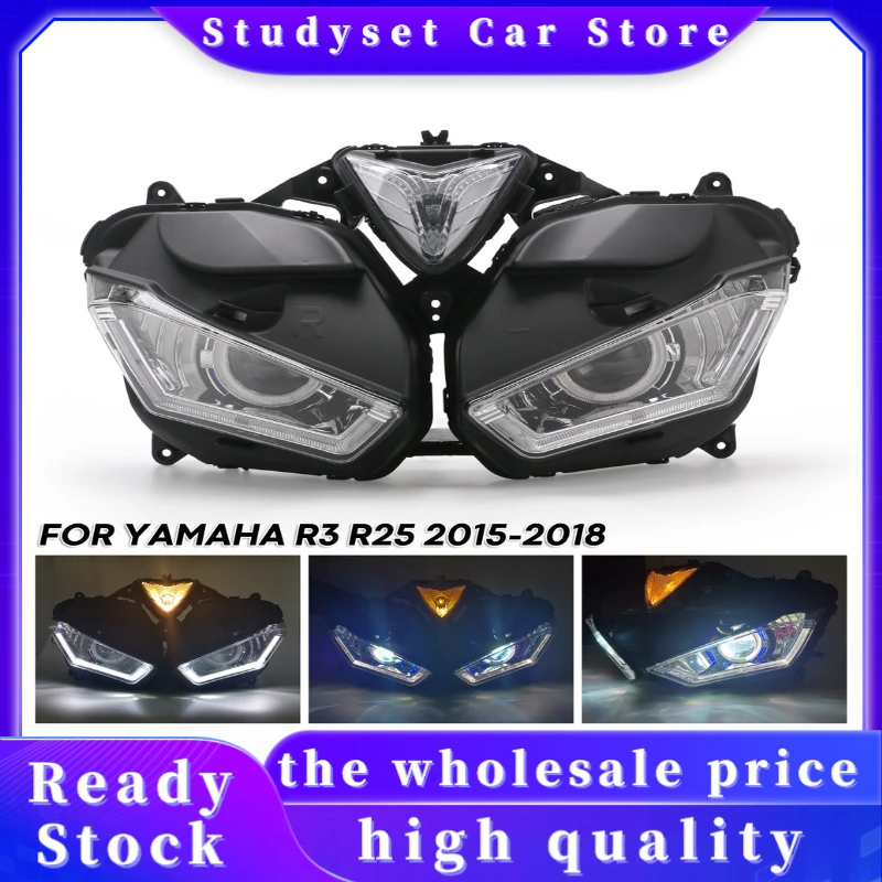 

Motorcycle accessories LED headlight assembly near and far light light for Yamaha R3 R25, 2015-2018 V2 LED Lamps phare moto