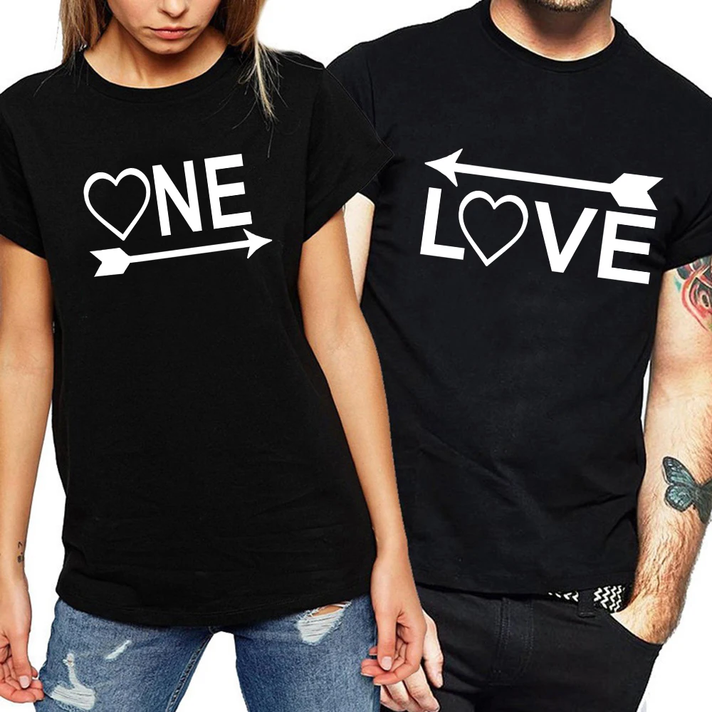 

LOVE ONE Couples T Shirt Print Couple Tshirt Summer Fashion Woman T-shirt Casual O-Neck Tops Lovers Tee Shirt QL010