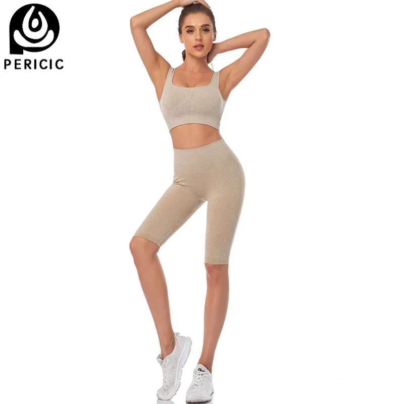 

2 Piece Seamless Yoga Set Female Padded Sports Bra + High Waist Running Yoga Shorts Biker Women Gym Workout Clothes Sports Suit