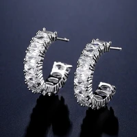 2022 new fashion simple jewelry silver color zircon stud earrings for womens wedding party accessories valentine gifts