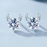 s925 sterling silver fashion personality antler earrings female all the way has you theme forest zircon ladies earrings jewelry