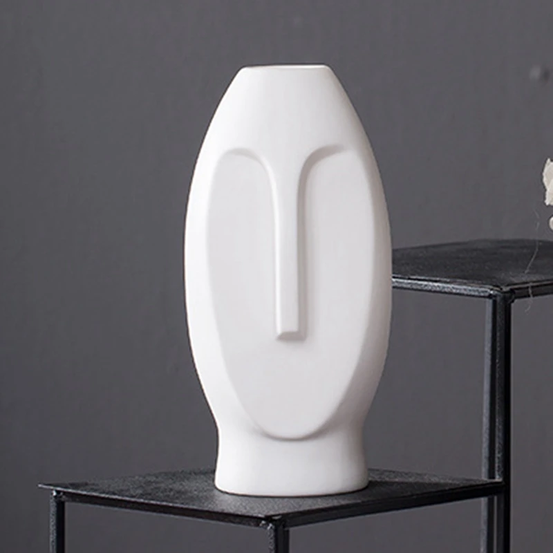 Керамическая ваза с изображением лица белая Современная декоративная Человека