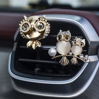 rhinestones crystal owl car air freshener auto outlet perfume clip auto vent solid fragrance diffuser car interior accessories