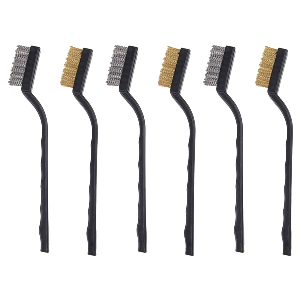 

Wire Brush Brass Brushes Woodworking 6pcs/Set Clean Tools Curved Handle Metal Remove Rust Nylon Brush Rust Scratch