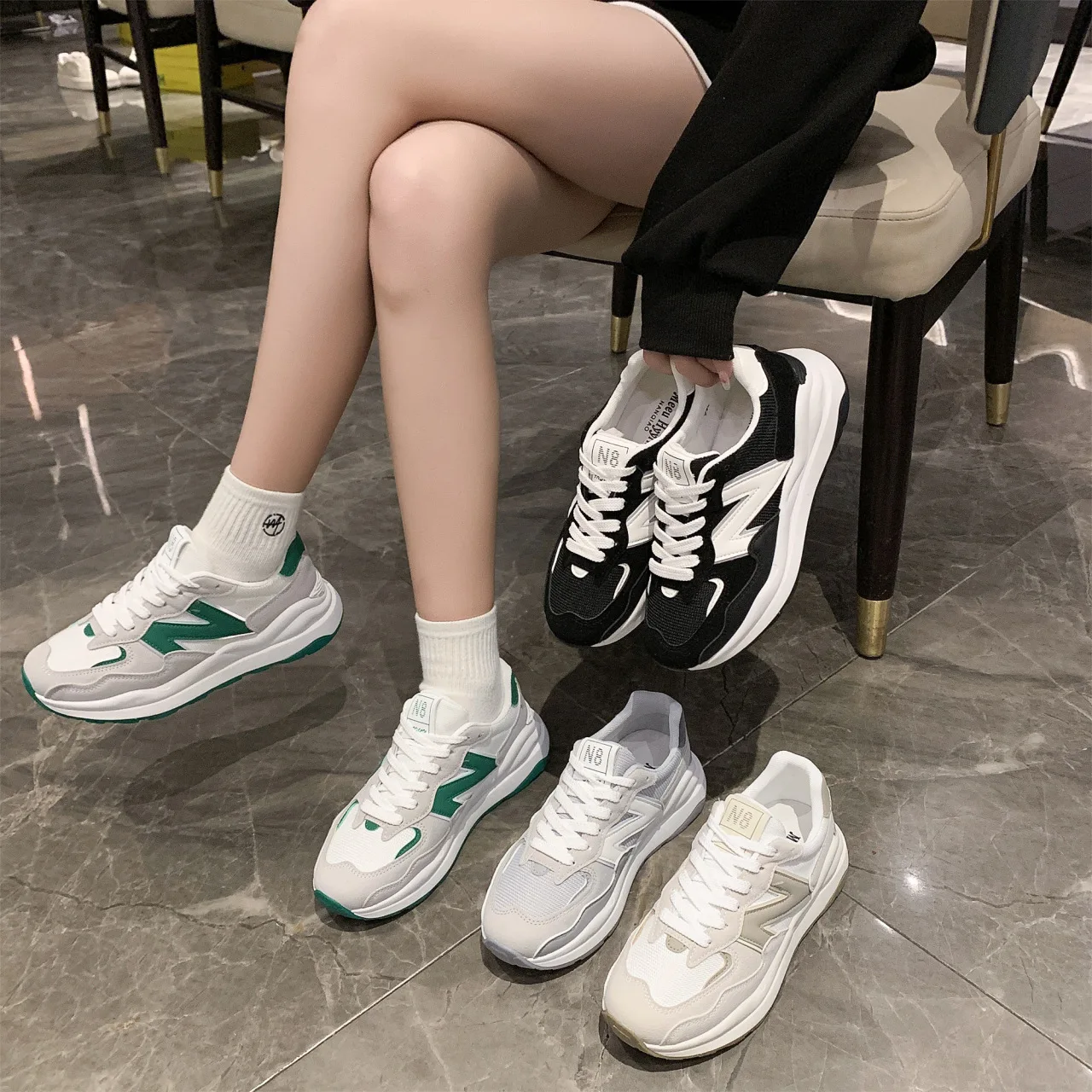 

2022 Spring New Retro Old Shoes for Women Ins Harajuku Style Forrest Shoes Thick-soled Rubber Sneakers Running Shoes for Women