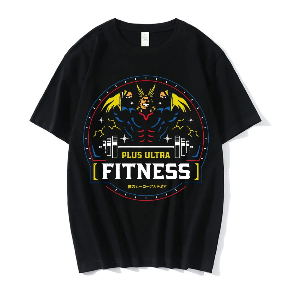 T-shirt imprimé graphique My Hero Academia  en coton  décontracté  unisexe  pour Gym  Fitness
