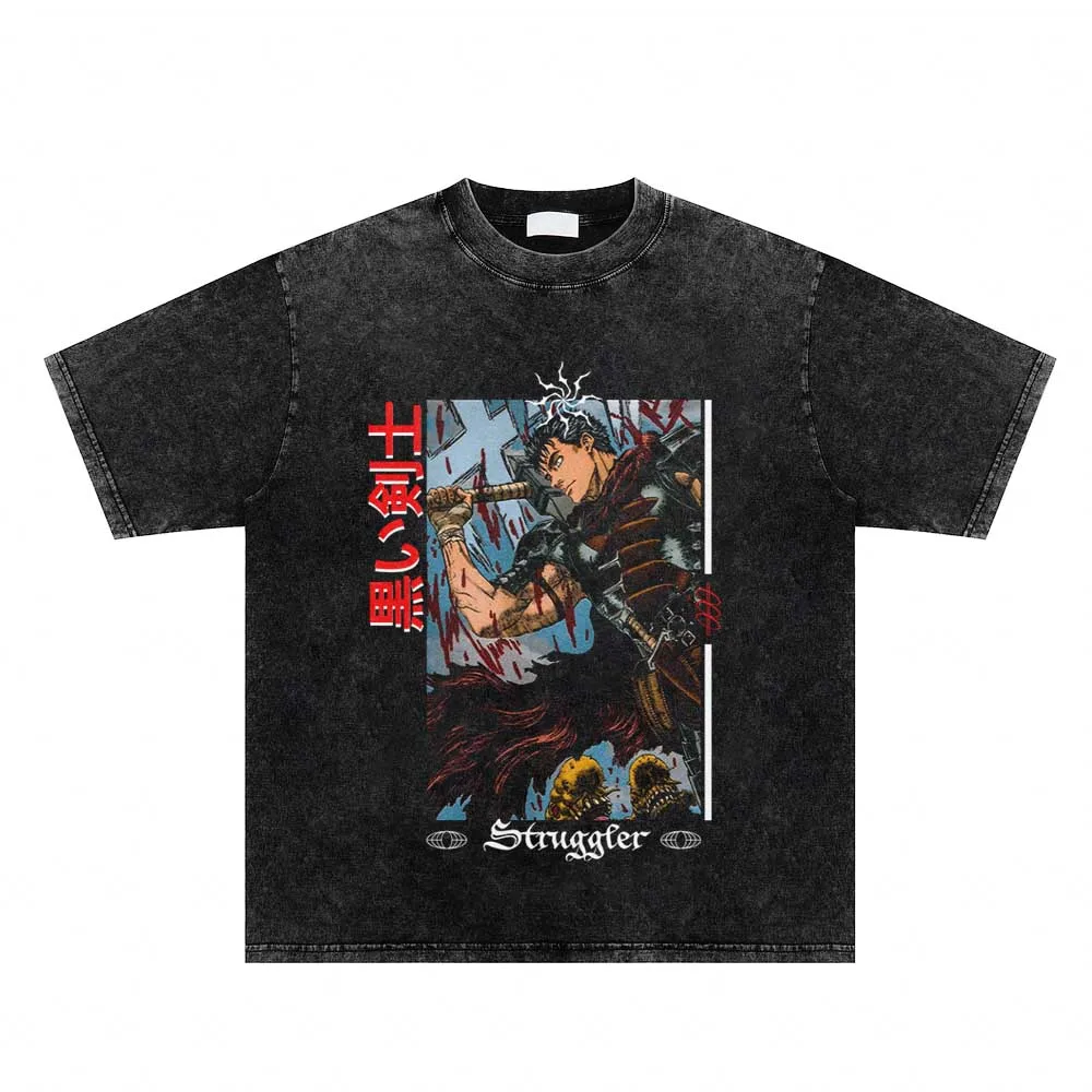

Мужские повседневные топы, футболки, модные футболки Berserk с принтом, уличная одежда, аниме футболка, винтажная хлопковая Футболка оверсайз, 2023