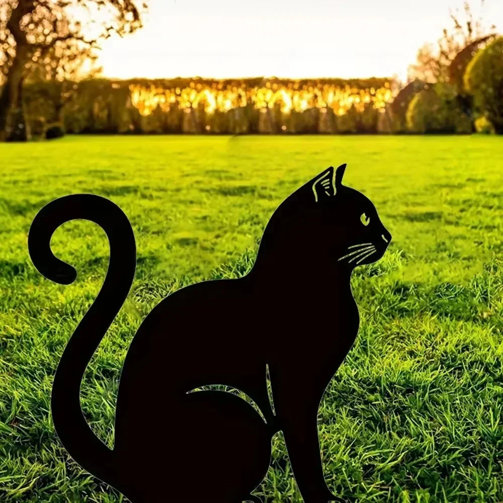 Семья кошек садовые колья декоративные милые кошачьи силуэты уличные статуи