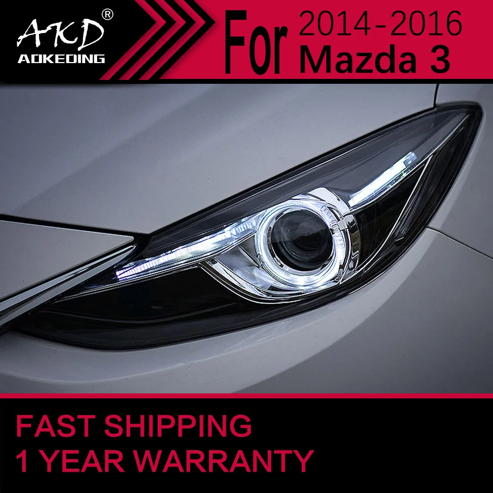 Car Lights for Mazda 3 Axela LED Headlight 2014-2016 Head Lamp Drl Projector Lens Automotive Accessories