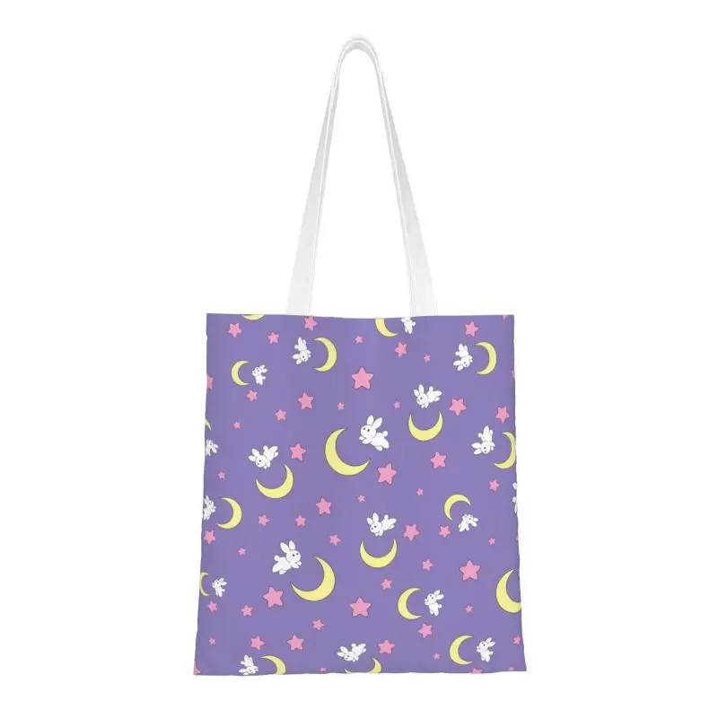 

Kawaii Printed Usagi Tsukino Moon Shopping Tote Bags Reusable Canvas Shoulder Shopper Japanese Anime Sailor Manga Handbag