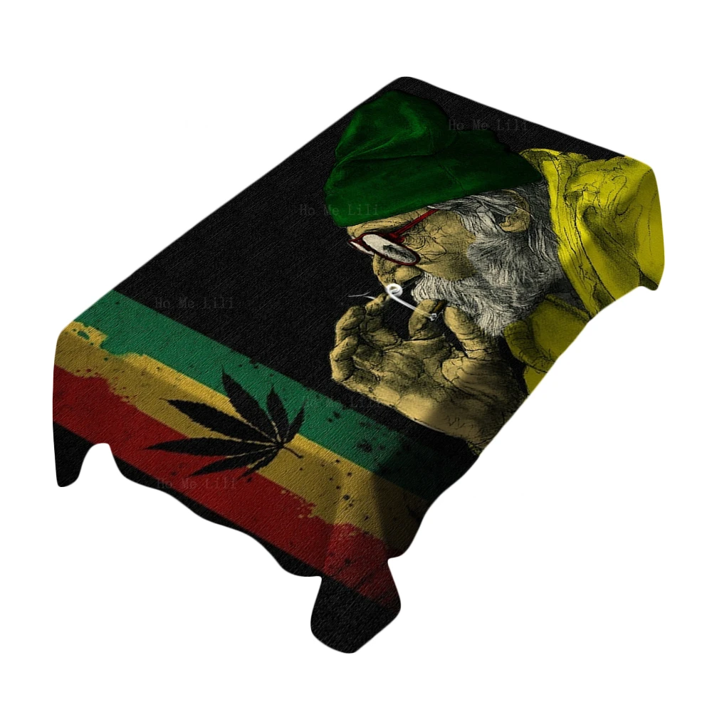

Rastafari Rasta Lion Weed Nature Plants Psychedelia Jamaica Black Background Leaves Tablecloth By Ho Me Lili For Tabletop Decor