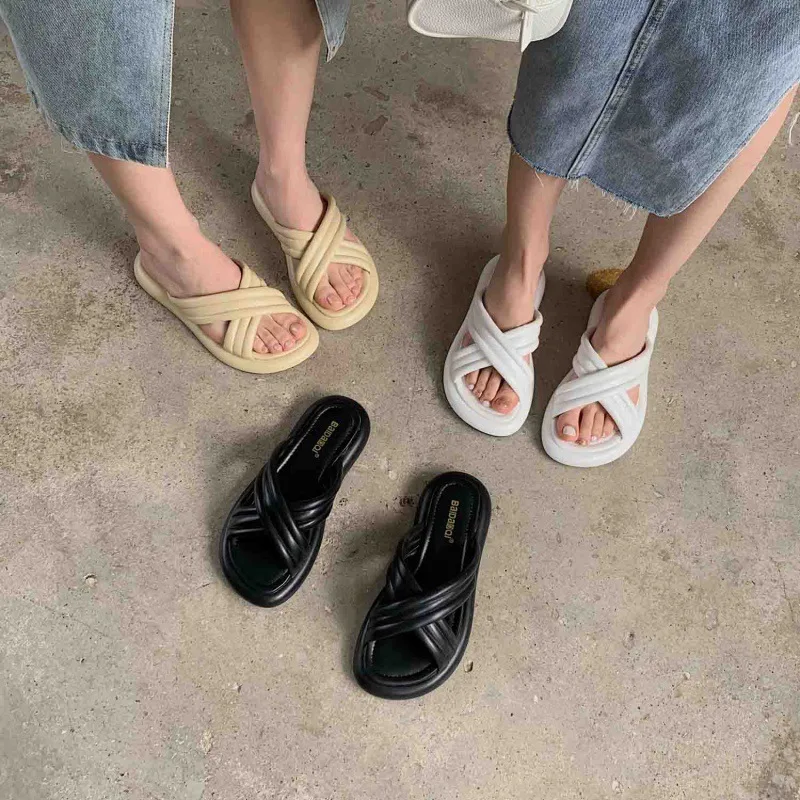 

Low Shoes Ladies' Slippers Hoof Heels Slides Fabric Rome PU Rubber Low Shoes Ladies' Slippers Hoof Heels Rubber PU Rome Slides
