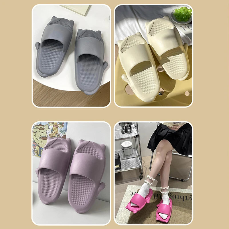 2023 New Cute Cat Slippers Women Summer Soft EVA Bath House Couple Slippers Home Non -slip Flip Flops Summer Beach Slippers