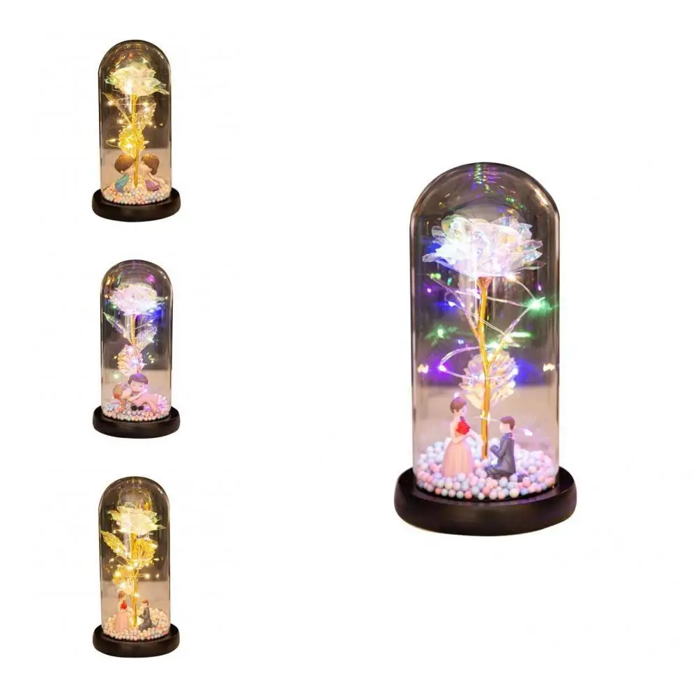 

Fashion Anti-fade Artificial Rose Ornament with LED Light Plastic Artificial Rose Ornament Nice-looking for Office
