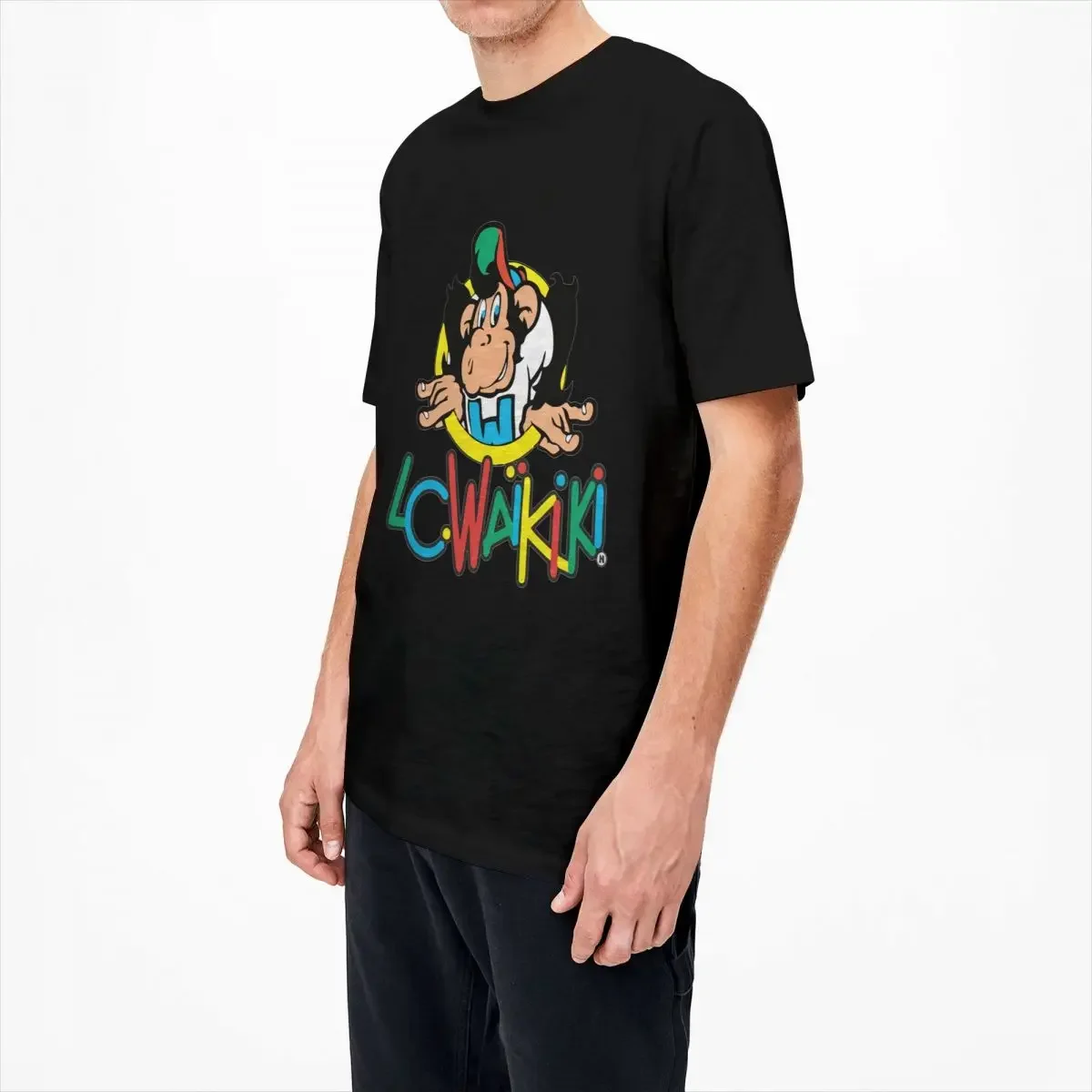 Lc Waikiki Singe Monkey Мультяшная футболка Merch Мужчины Женщины 100% хлопок Crazy Crew Neck Футболка