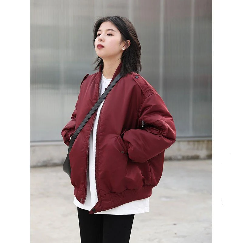 Korean Fashion Tops Loose Cotton Coats Female Autumn Winter New 2022 Warm Solid Padded Clothes Baseball Jacket Women Caluas