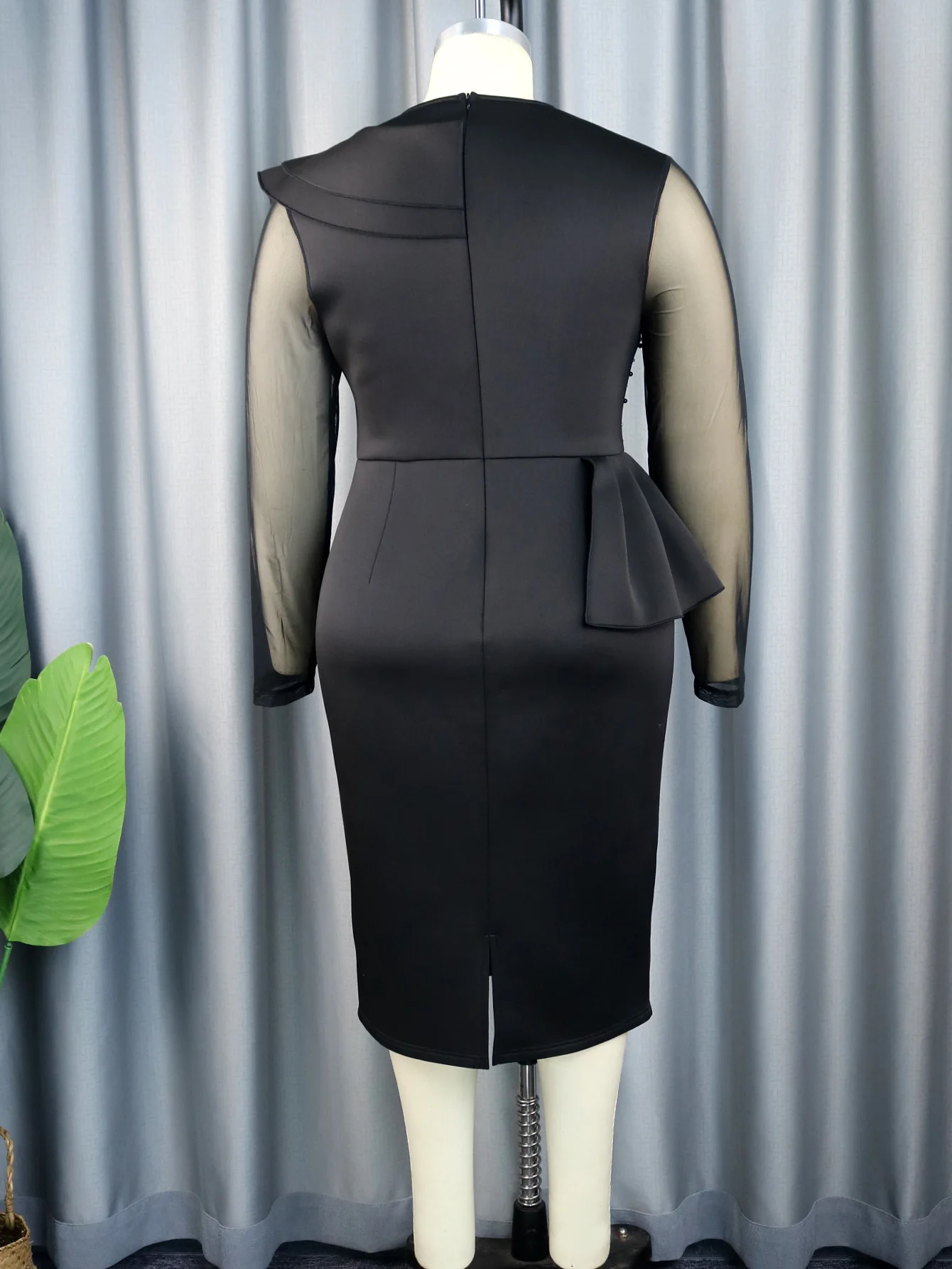 Plus Size Evening Women Dress Mesh Pearl Elegant Midi Clothing Female Casual Luxury Wedding Gown 2023 Summer Party New In Dress