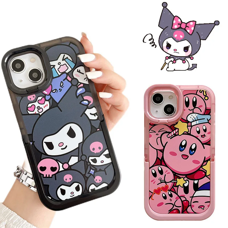 

Кавайная серия Sanrioed, новинка, Kuromi Kirby Iphone12/13Promax, искусственный силиконовый защитный чехол, подарок для девочек
