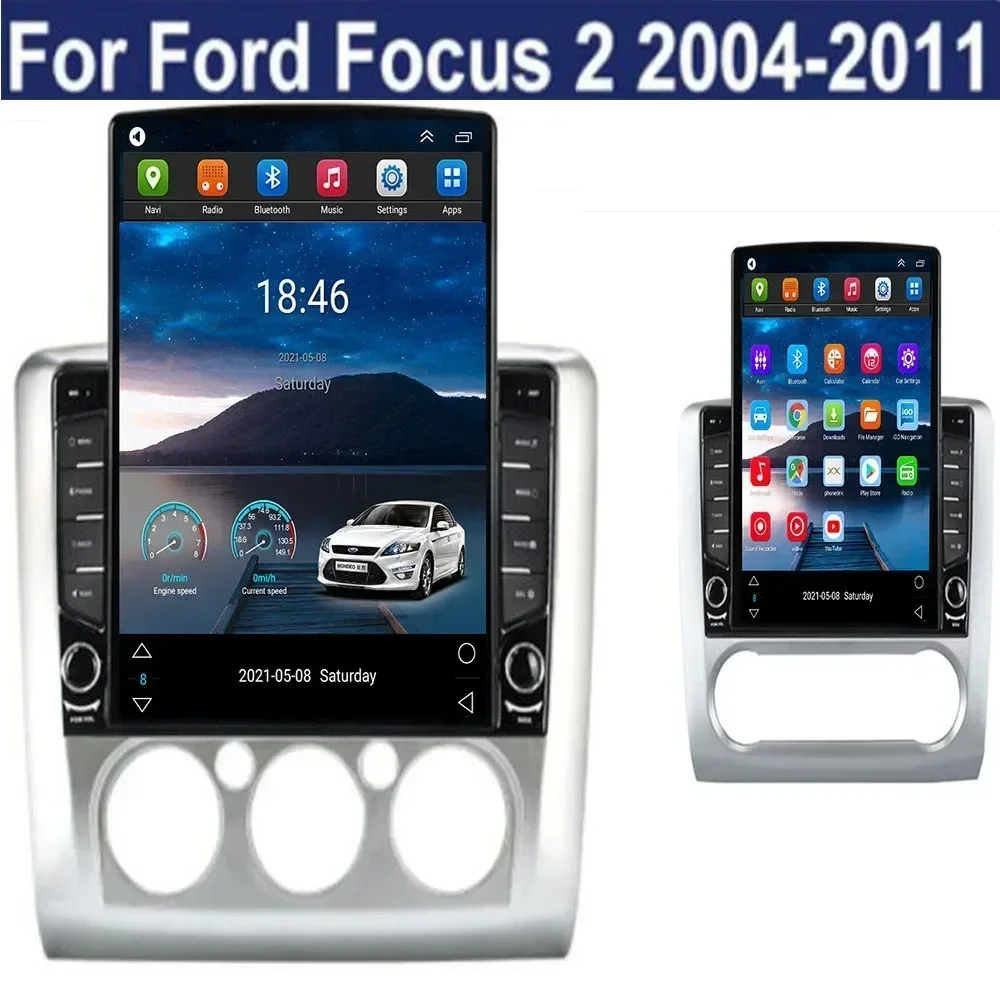 Автомобильный радиоприемник Tesla Style 2Din Android 13 для Ford focus 2 Mk2 2004-2011 мультимедийный