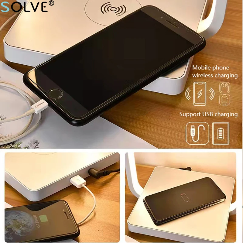 wireless charger table lamp nordic foldable bedroom bedside lamp usb touch switch 3 level dimming mobile phone wireless charging free global shipping