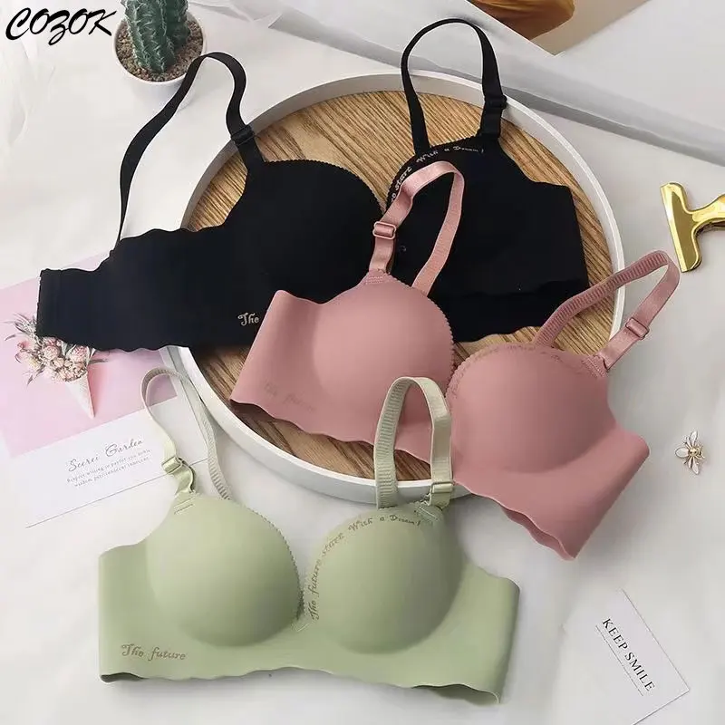 

Women Invisible Push Up Bras Set Sexy Wireless Underwear Seamless England Letter Comfortable Lingerie Soft Thin Female Bra Set