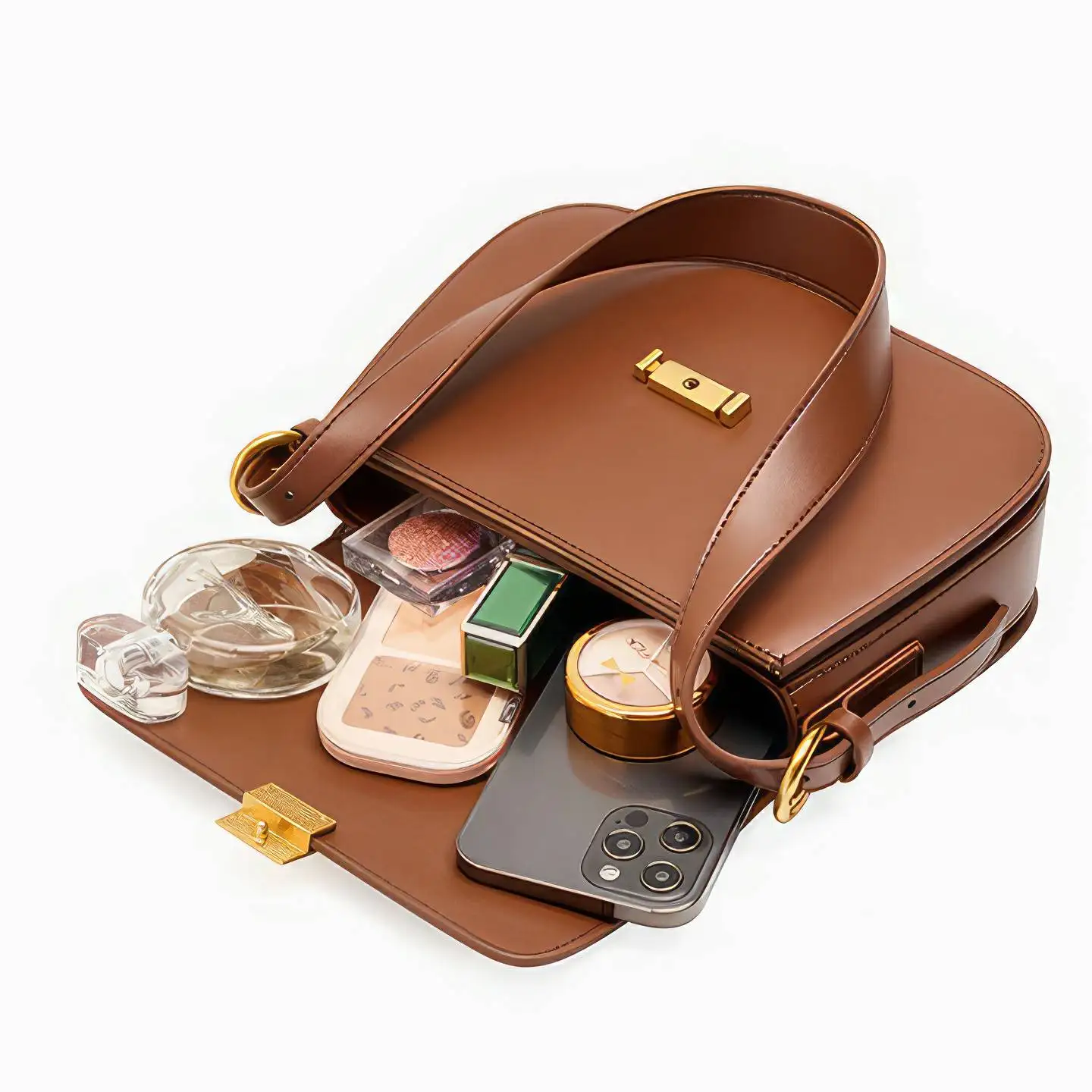 Dreamora Designer Luxury Genuine Leather Shoulder Bag for Women, Female Crossbody Saddle Handbag