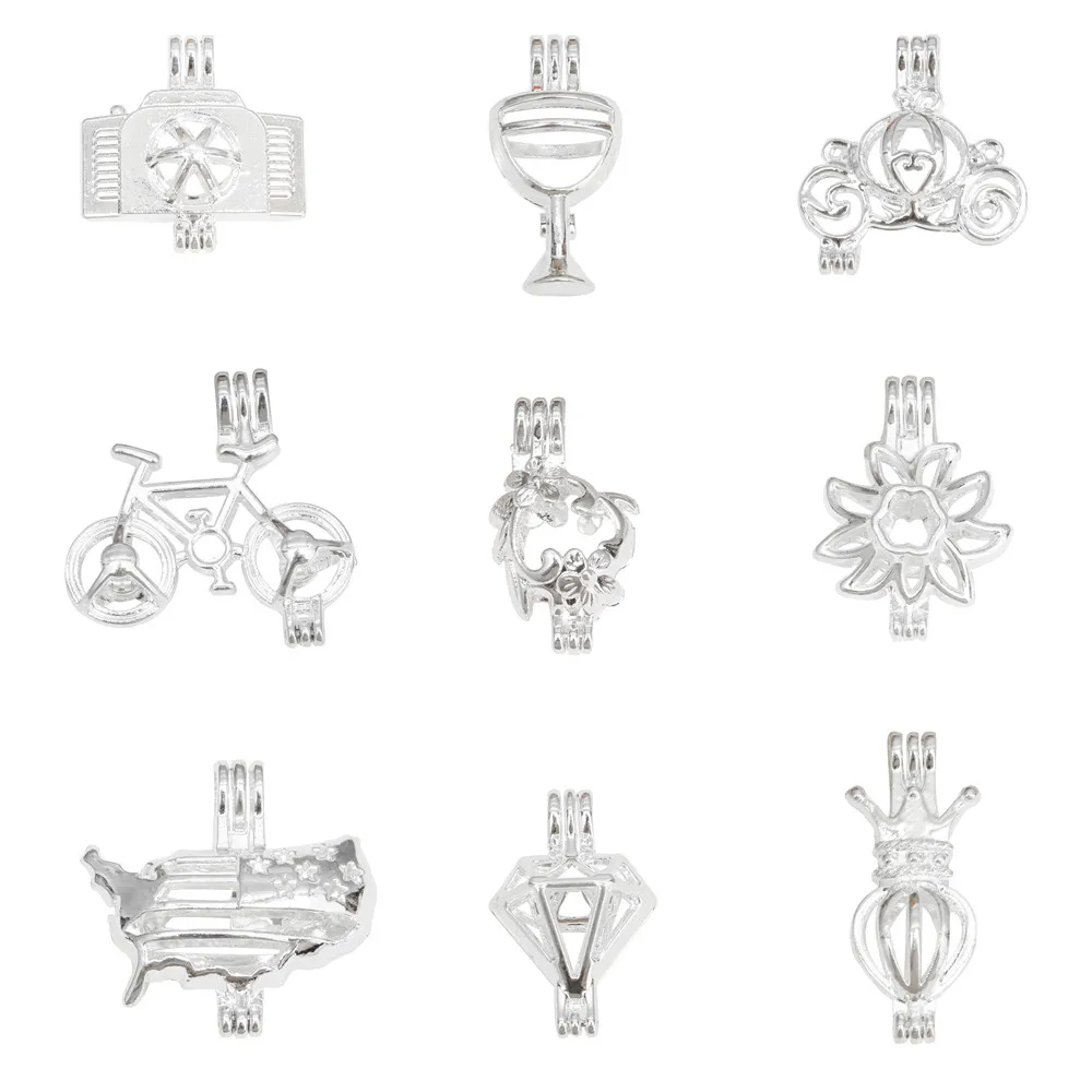 

10pcs Classics Mixed Pearl Cage Locket Pendants Vintage Aromatherapy Mermaid Essential Oil Diffuser Necklace Locket For DIY