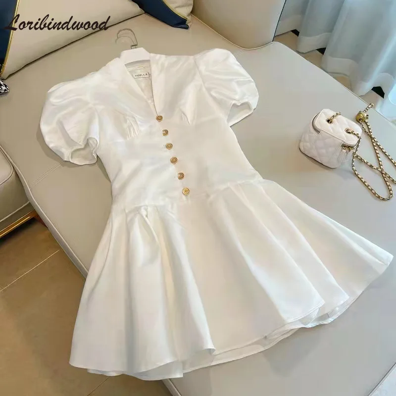 

Женское платье с рукавами-фонариками, v-образным вырезом, лето 2022, новый дизайн во французском стиле, Ниша, темперамент, приталенное мини-платье