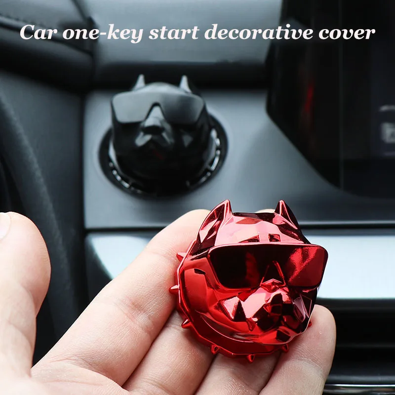 

Personality Bully Dog Car Interior Engine Ignition Start Stop Button Protective Cover Sticker Decoration Interior Accessories