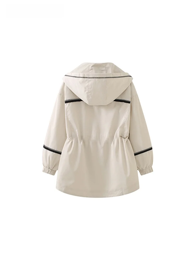 La Chapelle осенний новый плащ с капюшоном облегающий талию верхняя одежда женский