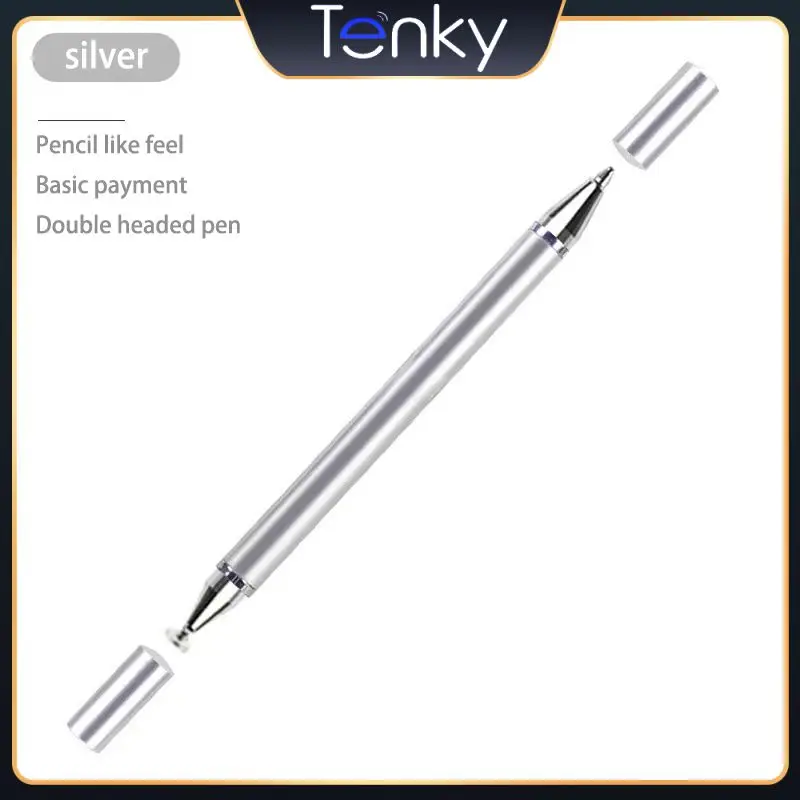 

Серебряный стилус для экрана, доступен с двумя головками, прочная емкостная ручка, многофункциональная ручка для рисования, записей, офисны...