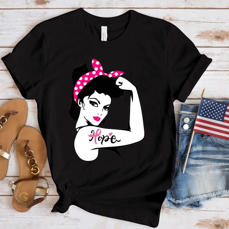 Женская свободная футболка с принтом рака груди и надписью Hope