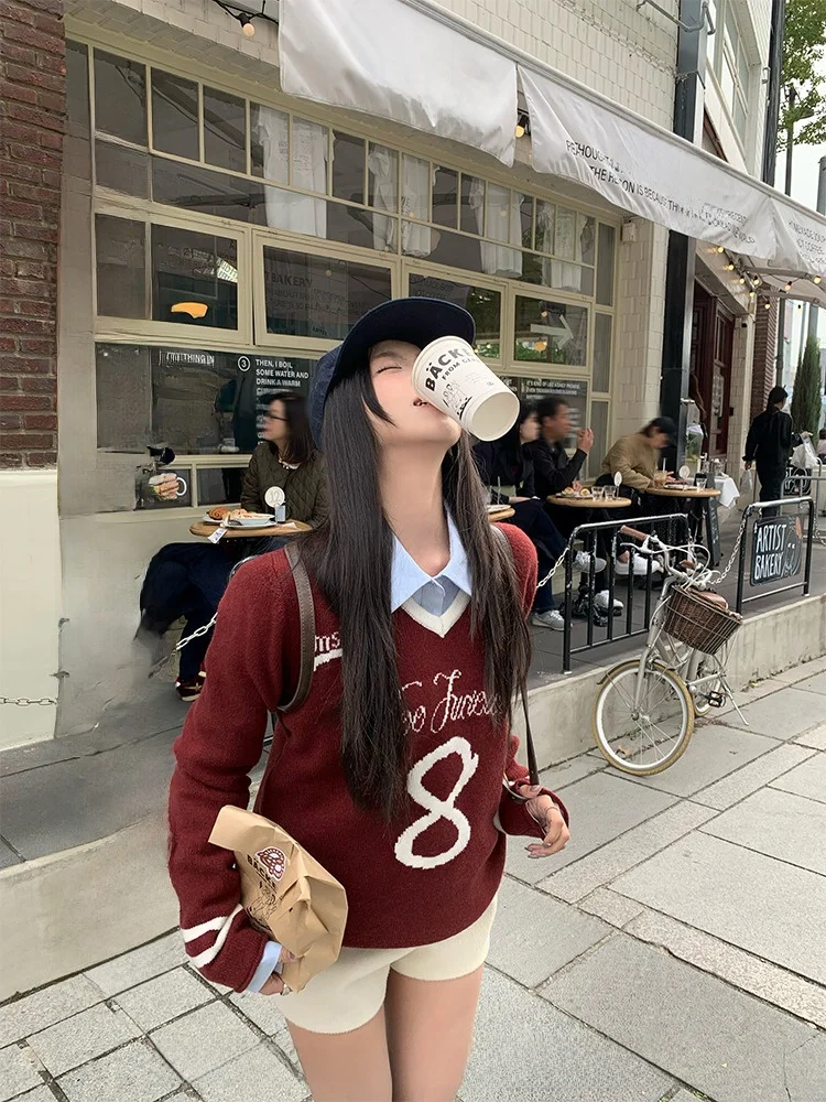 Circle Cooky Sporchic 2024 зимний американский винтажный вязаный свободный свитер для