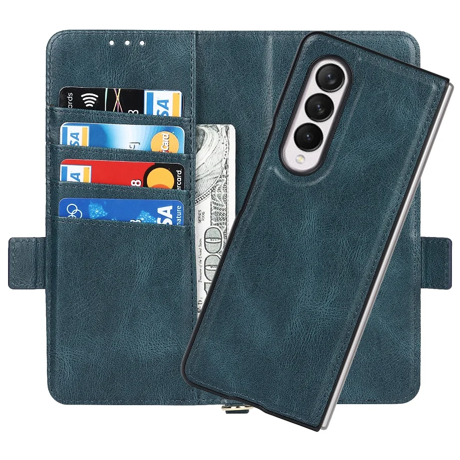 

Capa for Galaxy Z Fold 3 Case with Pen Slot Holder 2in1 Magnetic Split Flip Wallet Leather Cover for Samsung Z Fold 3 Fold3 Case