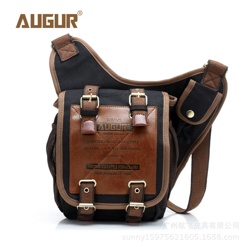 

AUGUR Retro Canvas Man Bag Leather & Military Style Messenger Men's Shoulder s Crossbody