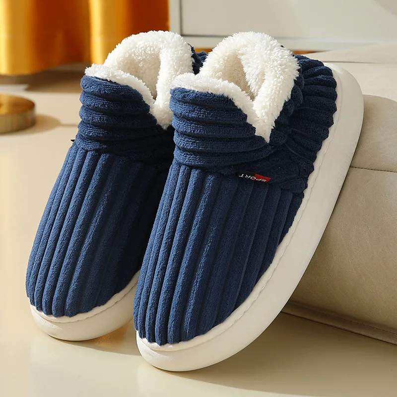 Unisex Home Men Cotton Slippers 2022 New Winter Plus Size 36-47 Casual Plush Shoes Warm Velvet Sneakers Men Women Snow Boots