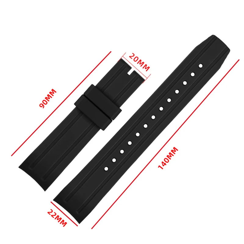 22mm Rubber Curved Watch Strap for Citizen Light Kinetic Energy BN0190 BN0191-80LBN-17E Diving BN0193 Men's Silicone Watchband