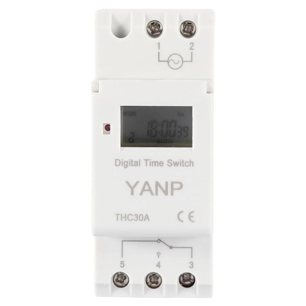 

1 Piece THC 30A DIN Rail Programmable Digital Time Switch Controlled Timer Electrical Equipment Supplies Relays
