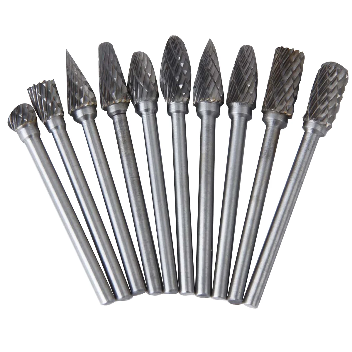 

10 Pcs Burnishing Tool Rotary Head Tungsten Steel Diamond Porting Tools