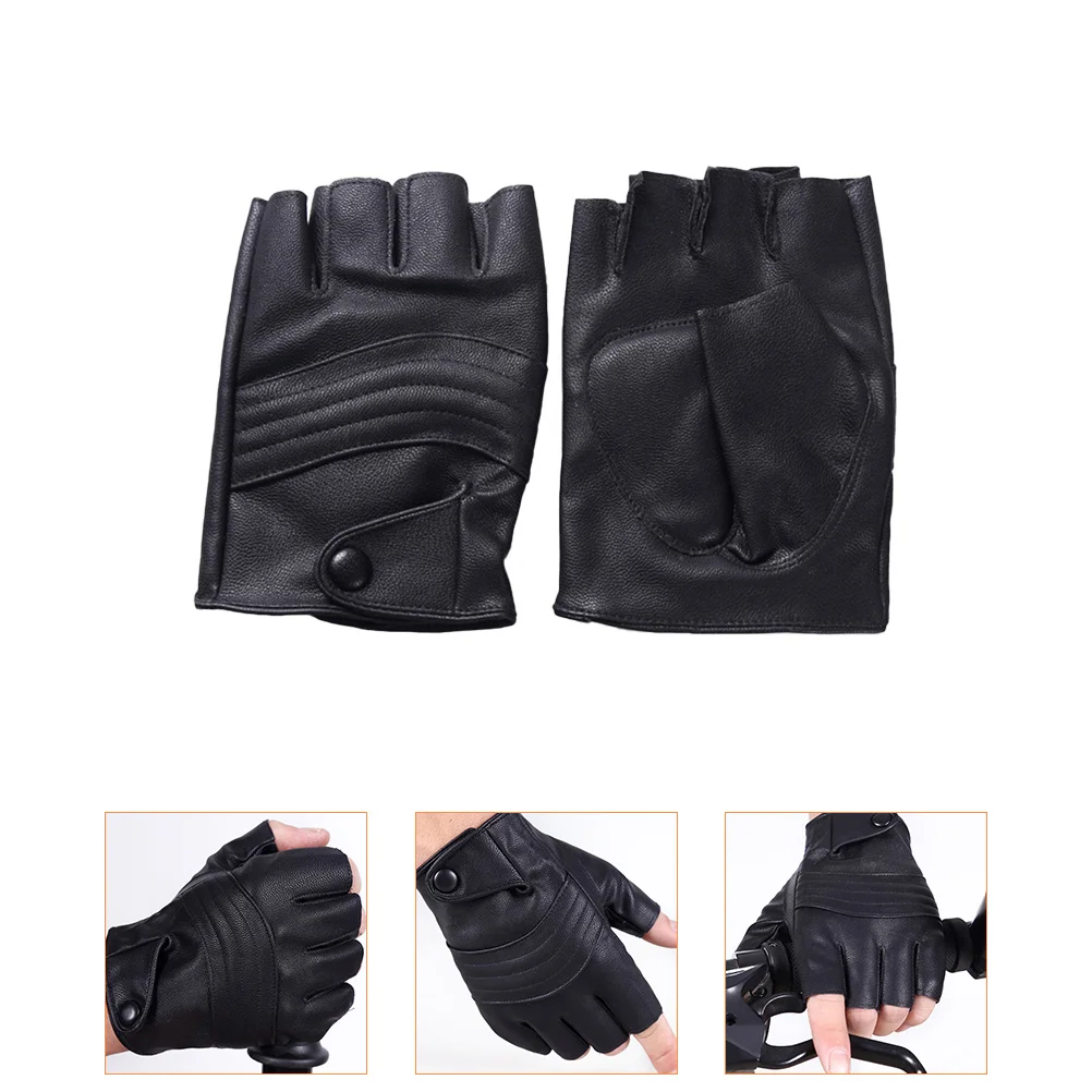 

Gloves Mens Fingerless Winter Cycling Supplies Holes Black Faux Driving