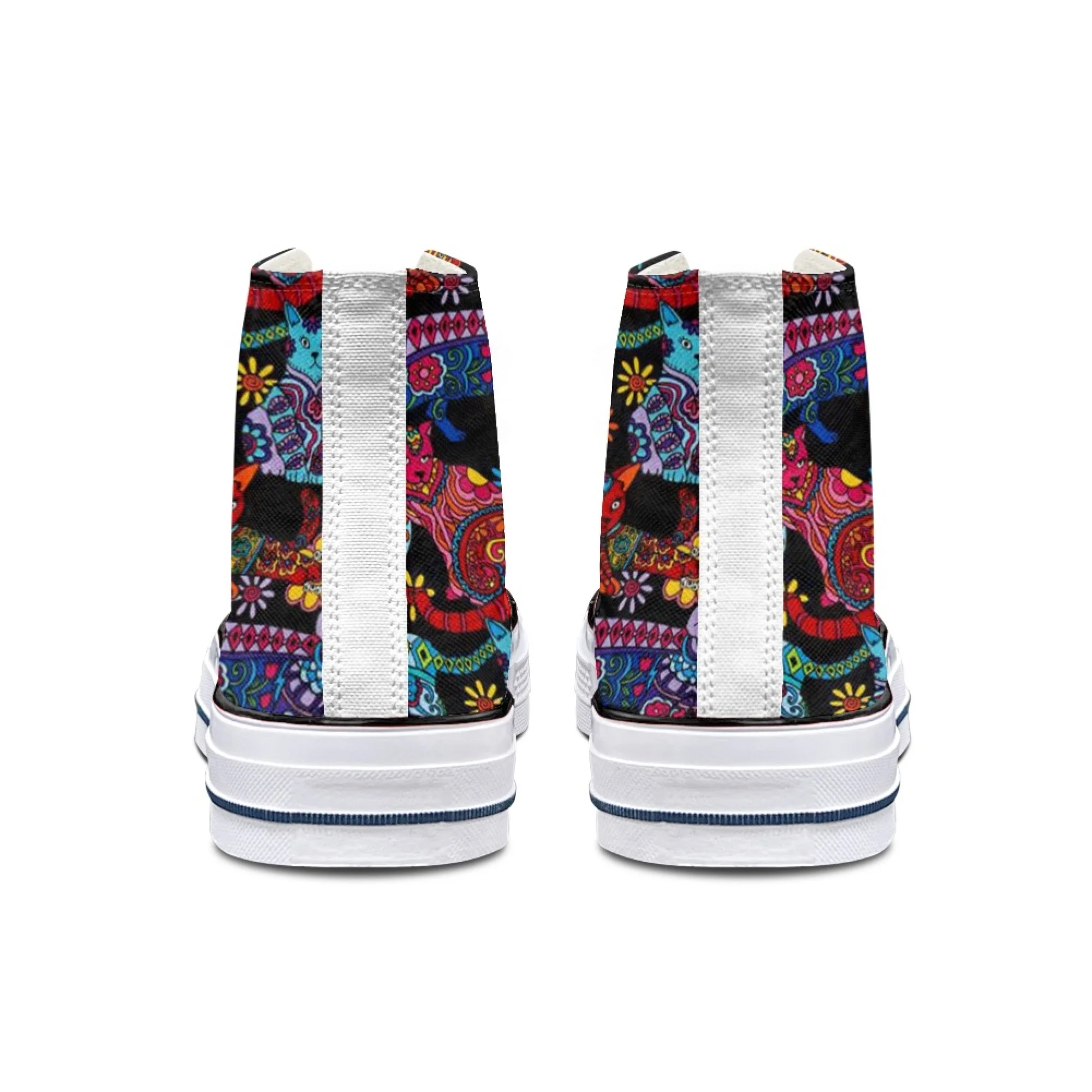 ELVISWORDS красочные женские парусиновые туфли на плоской подошве с принтом кошек