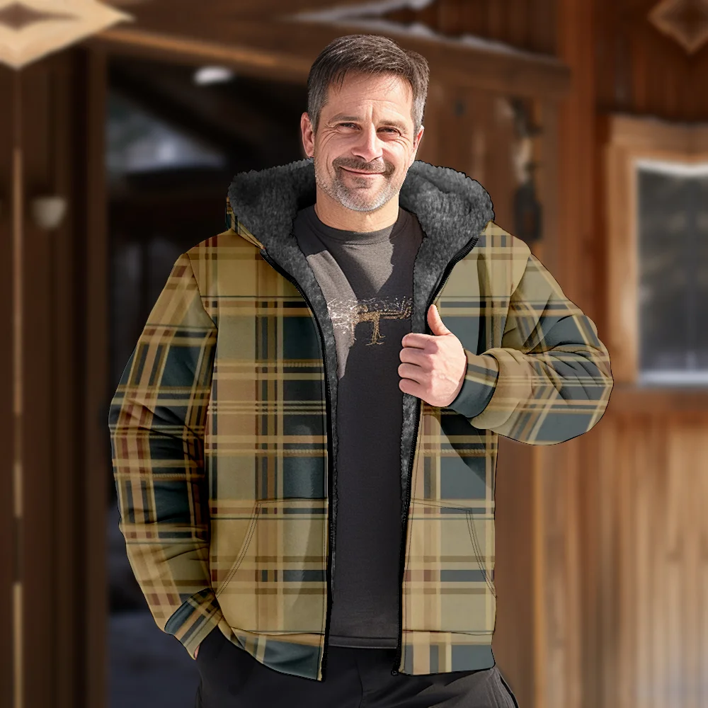 Мужские зимние куртки пальто винтажная хлопковая одежда с клетчатым узором