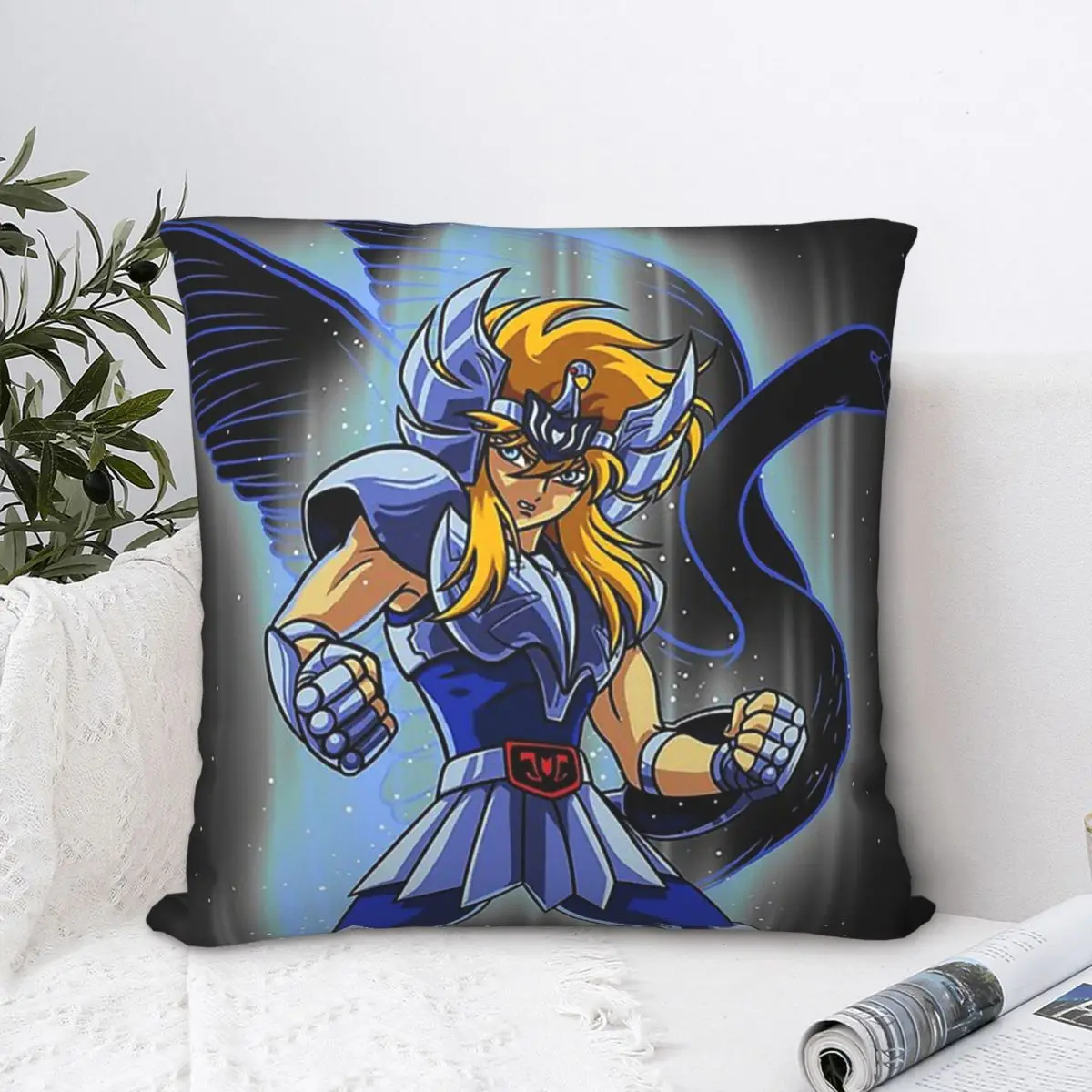 

Hyoga Of Cignus Throw Pillow Case Saint Seiya Adventure Anime Short Plus Cushion Covers Home Sofa Chair Decorative Backpack