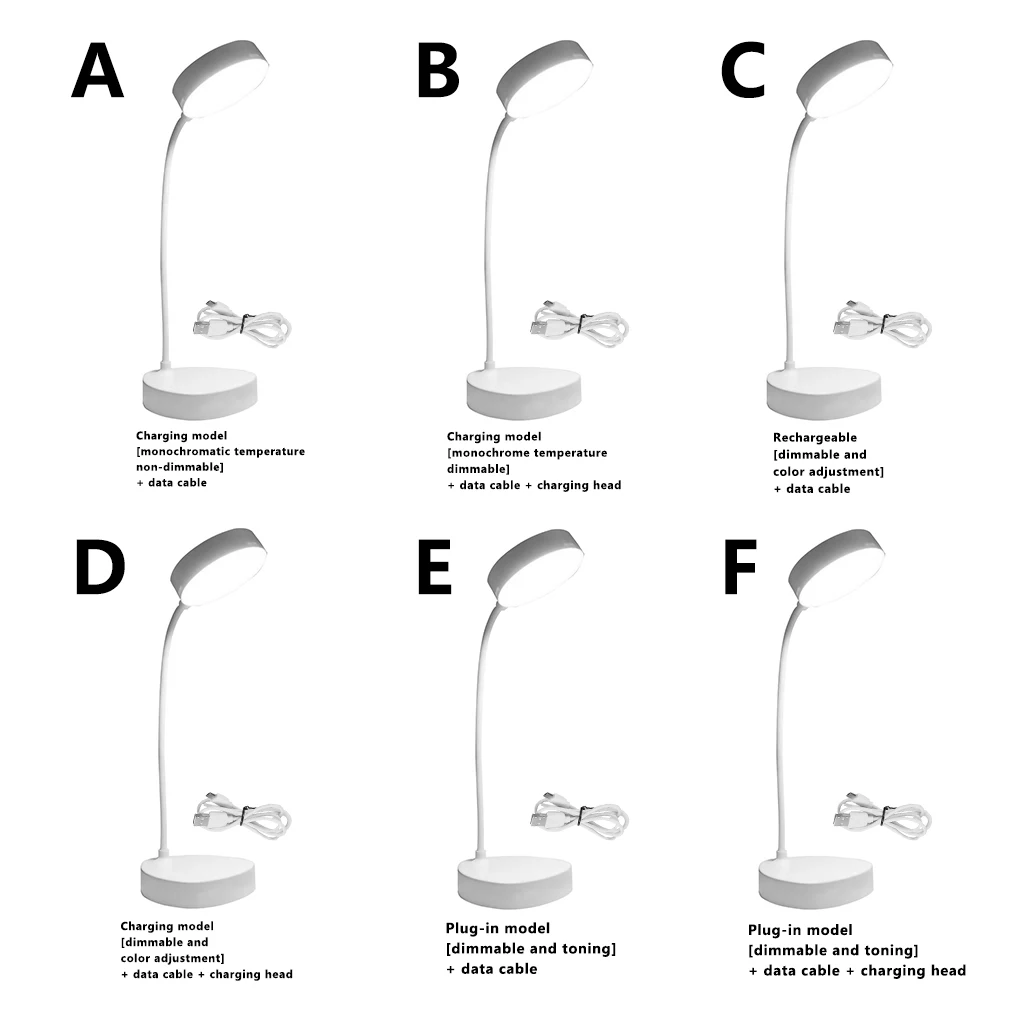 

Регулирусветодиодный Светодиодная настольная лампа, трехскоростной приглушаемый светильник для чтения с зарядкой от USB и защитой глаз, вра...