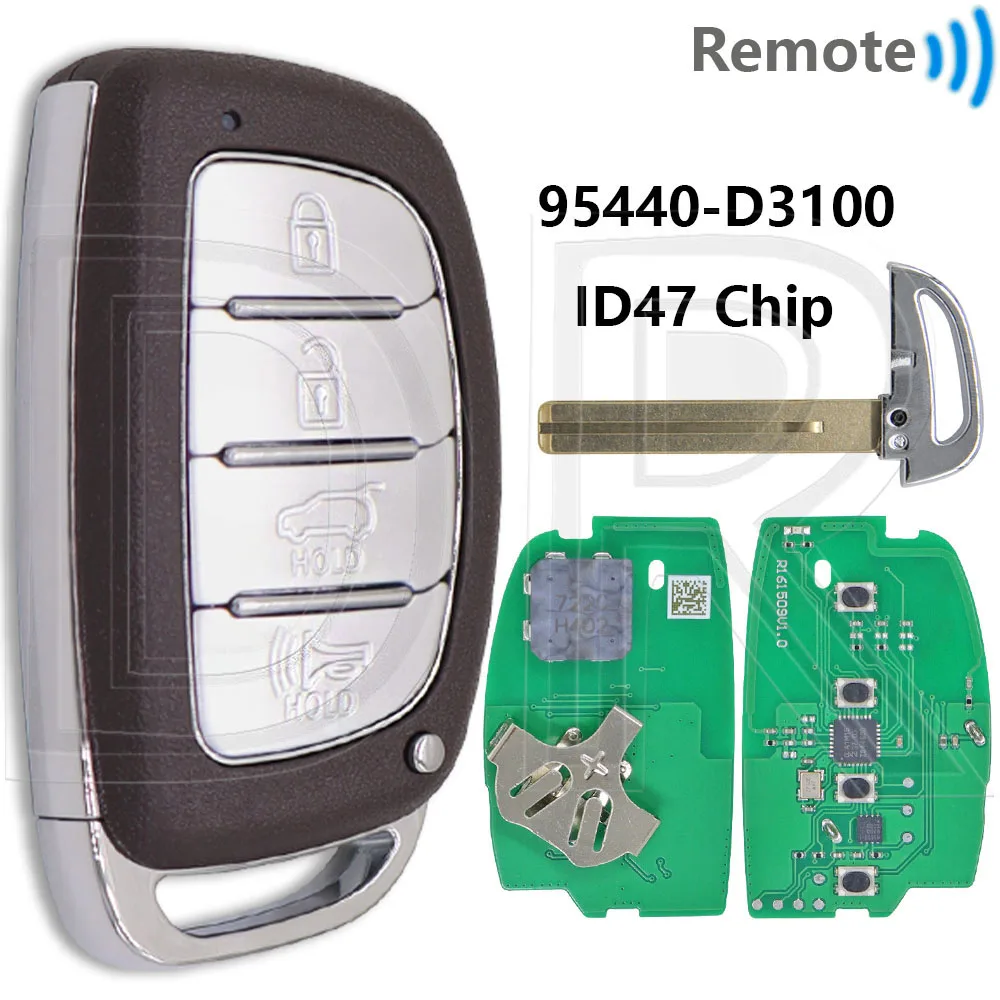 

Отличный чип ID47 433 МГц 95440-D3000/D3010/D3100/D7000/D7100 автомобильный ключ для Hyundai Tucson 2014-2020