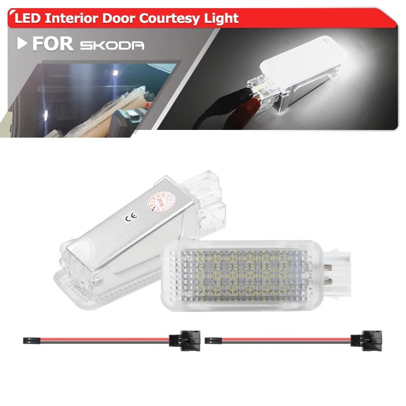 Подходит для Skoda Fabia Octavia Roomster Superb Rapid Kodiaq Led Door любезность интерьер подножка перчаточный ящик багажник освещение багажника