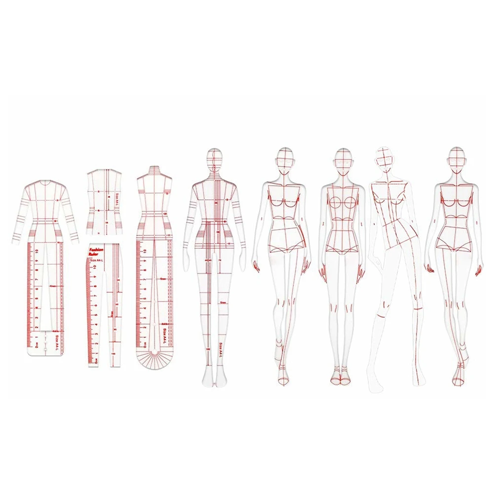 

Fashion Illustration Rulers Sketching Templates Ruler Sewing Humanoid Patterns Design Clothing Measuring Combination