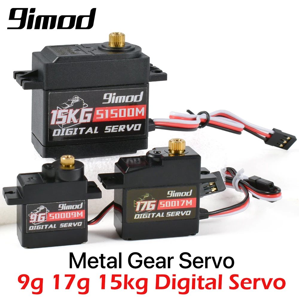 

9imod Servo Digital Servo Motor High Speed Steering Servo 9g 17g 15kg Metal Gear Servo for 1:10 1:12 1:18 1:24 RC Car