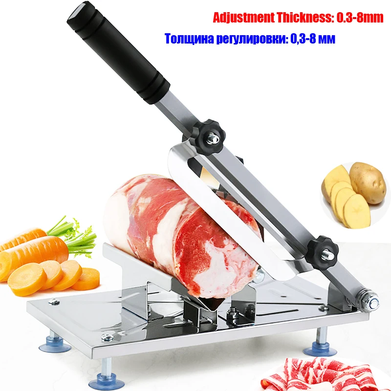 

Meat Slicing machine Stainless Steel Household Manual Thickness Adjustable 0.3-8mm Meat Beef Mutton Vegetables Slicer