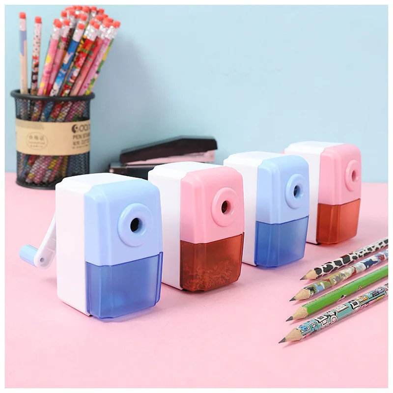 Sharpener For School Students Pink Pencil Sharpener With Receptacle Office Equipment Stationary Supplies